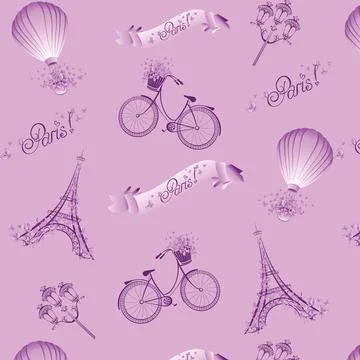 Paris Illustration, a seamless pattern Illustrazione stock