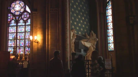 Paris: inside Notre Dame Cathedral Stock Footage 925058