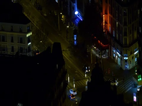 Paris intersection at night Stock Footage 70338402