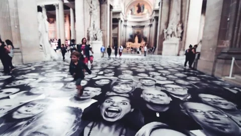 PARIS - JULY 2014: Interior of Pantheon with tourists Slow motion Stock Footage 174662920