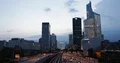 Paris La Defense Skyline Business District Modern Office Towers Car Traffic Dusk 4k or 4k+ Resolution
