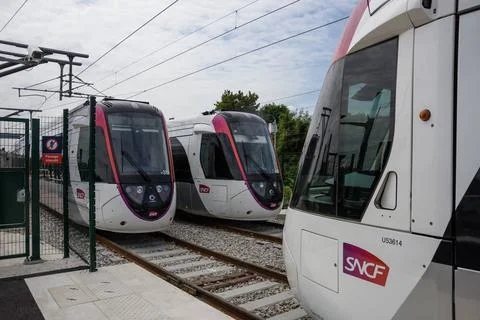 Paris, Le Bourget, Tram-Train T11 *** Paris, Le Bourget, Tram Train T11  Stock Photos