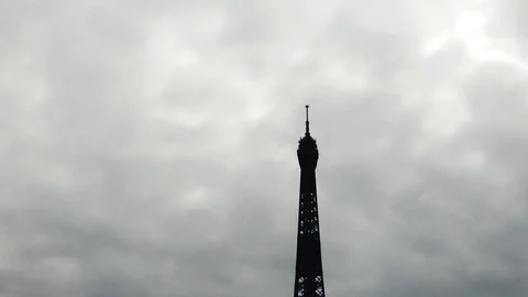 Paris Lock-down - Tour eiffel under covid19 / Coronavirus Stock Footage 127748222