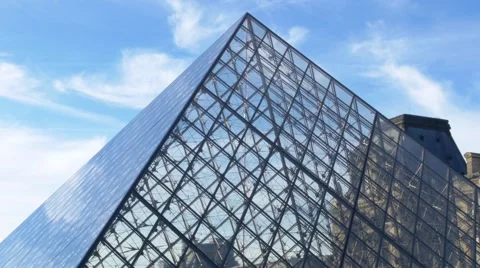 Paris, the Louvre and the pyramide Stock Footage 55821687