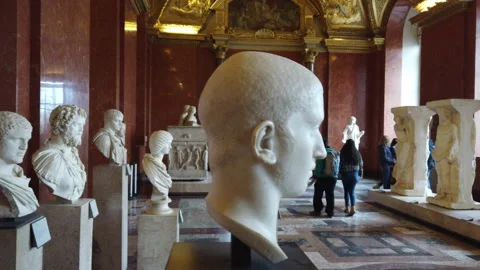 Paris Louvre Museum And Interior Hall Wi... | Stock Video | Pond5