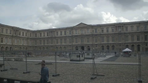 Paris Louvre museum - yard Stock Footage 55758805