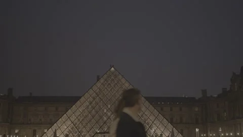 Paris, Louvre at night Stock Footage 228823322