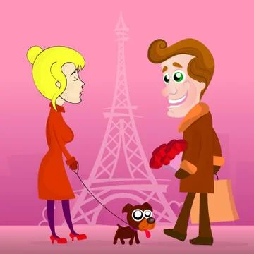 Paris Love romance Stock Illustration