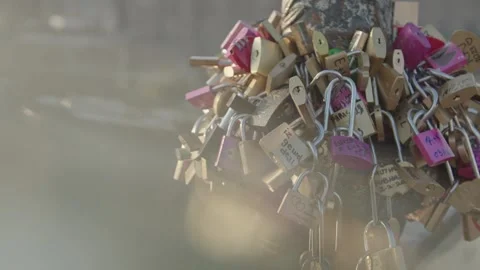 Paris Lover's lockers Stock Footage 340206018