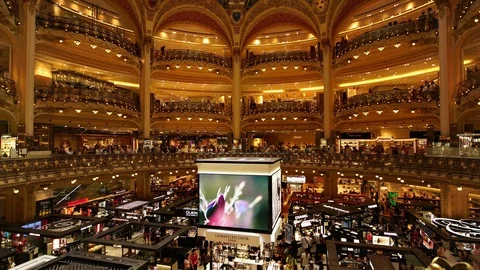 Interior Galeries Lafayette Store Paris , Stock Video