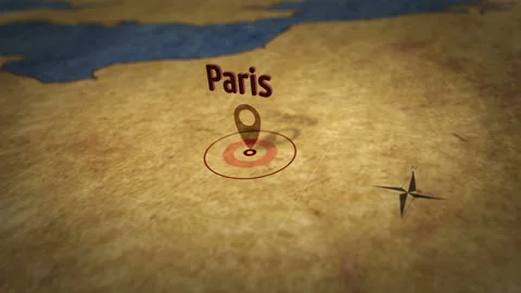 Paris on map Video stock 109301488
