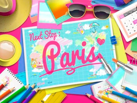 Paris on map Stock Illustration