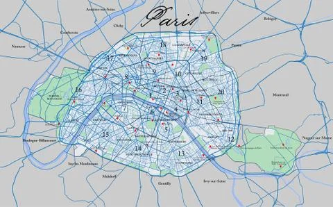 Paris map Stock-Illustration