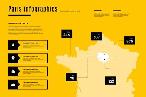 Paris map infographics in flat design Illustrazione stock