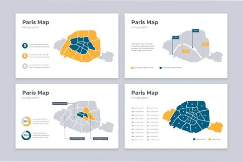 Paris map infographics in flat design Stock Illustration