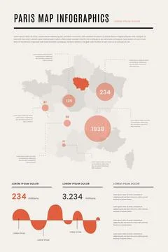 Paris map infographics flat Illustrazione stock