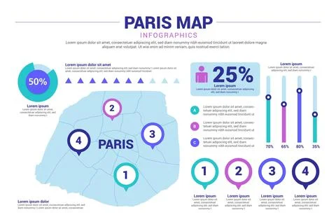 Paris map infographics Stock Illustration
