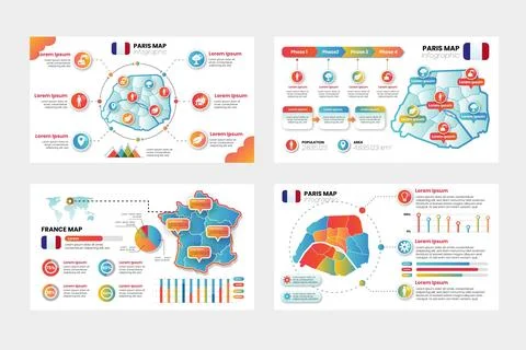 Paris map infographics Stock Illustration