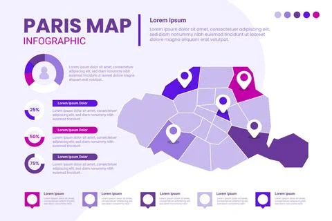Paris map infographics Stock Illustration