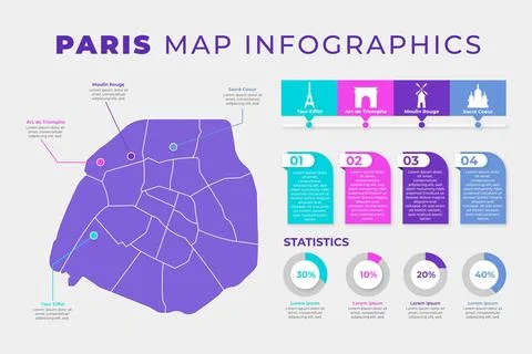 Paris map infographics with statistics Stock-Illustration