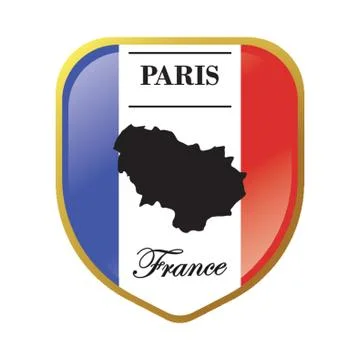 Paris Map Label Stock Illustration
