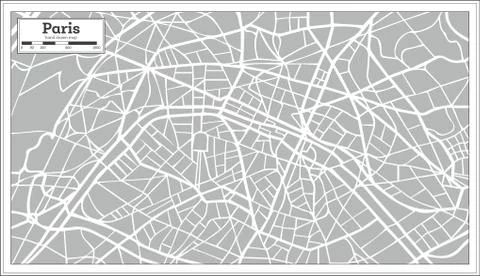 Paris Map in Retro Style. Hand Drawn. Stock Illustration