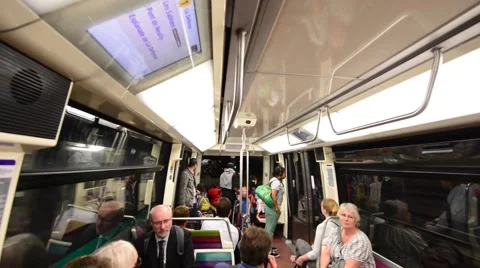PARIS – MAY 29, 2015: Metro train interior. Subway is the best way to move 스톡 동영상 61701591