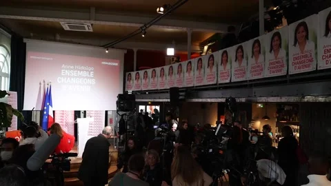 Paris Mayor Anne Hidalgo gets 1.7% of votes in first round of presidential elect Stock Footage 204118657