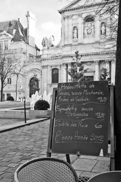 Paris - menu in a restaurant Stock Photos