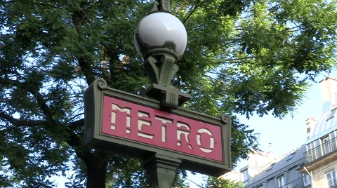 Paris Metro Sign Stock Footage 40552965
