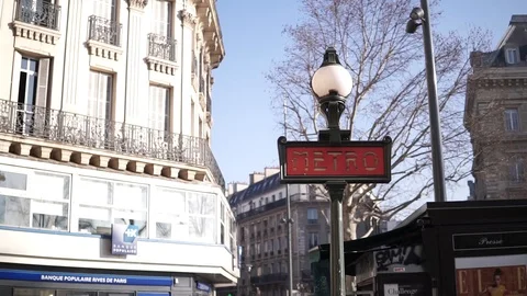Paris Metro Sign Stock Footage 116150944