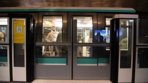 Paris Metro Train approaching - Subway Stock Footage 100823494