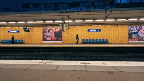 Paris Metro Train arrived passenger platform station, Public transport in Paris 動画素材 275325879