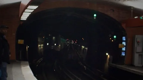 Paris metro train arrives Stock Footage 91185481