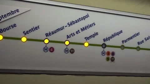 A Paris Metro Train Car Map In Paris, France Stock Footage 158658093