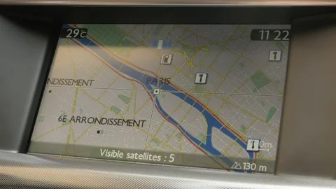 Paris on modern car GPS system Stock Footage 91380974