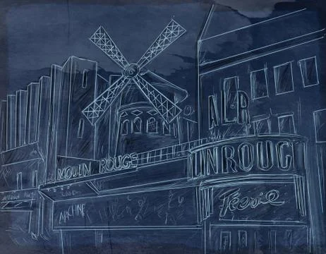 Paris mulin rouge Stock Illustration