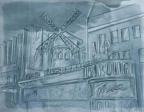 Paris mulin rouge Stock Illustration
