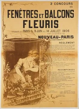 Paris Museums, 3rd window contest and flowery balconies Stockfoto's