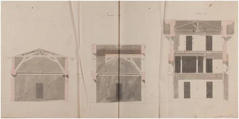 Paris Museums, Barrier of hell: three sections of buildings. Stock Photos