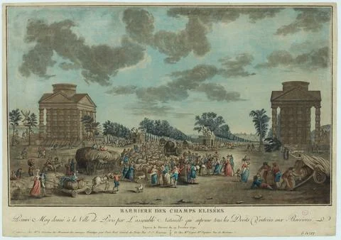 Paris museums, Barriers of Elises / Premier May Champs given to the city of Pari Fotos de archivo