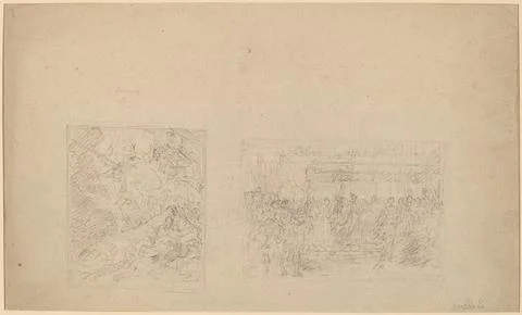 Paris Museums, Benjamin West, Study of Moses Striking the Rock and a Procession Stock Photos