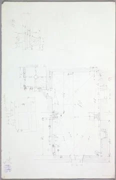 Paris Museums, Bichat Tower, Map of the 2nd Floor and Detail of Chapiteau Stock Photos