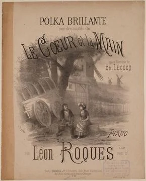 Paris Museums, Bright polka  on patterns of  heart and hand  for piano  by Leon Stock Photos