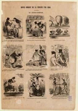 Paris Museums, Comic journal of the week by Cham / The Garden-d'Hiver Stock Photos