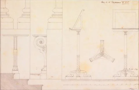 Paris Museums, Console Et De Lutrin Projet Pour Chans Dis Invalides 库存照片