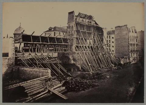 Paris Museums, Constructions on the location of the Arenes de Lutece in 1871, Ru Stockfoto's