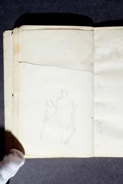Paris Museums, COROT Drawing Book: Silhouettes of Two People (Page 13) Stock Photos