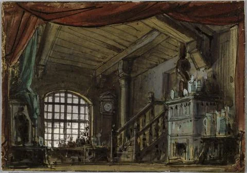 Paris Museums, Decor Projects for the Yellow Princess, Opera Comic Camille Saint Stock-Fotos