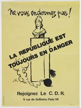 Paris Museums, Do not fall asleep! The Republic is still in danger, join the c.d Stock Photos